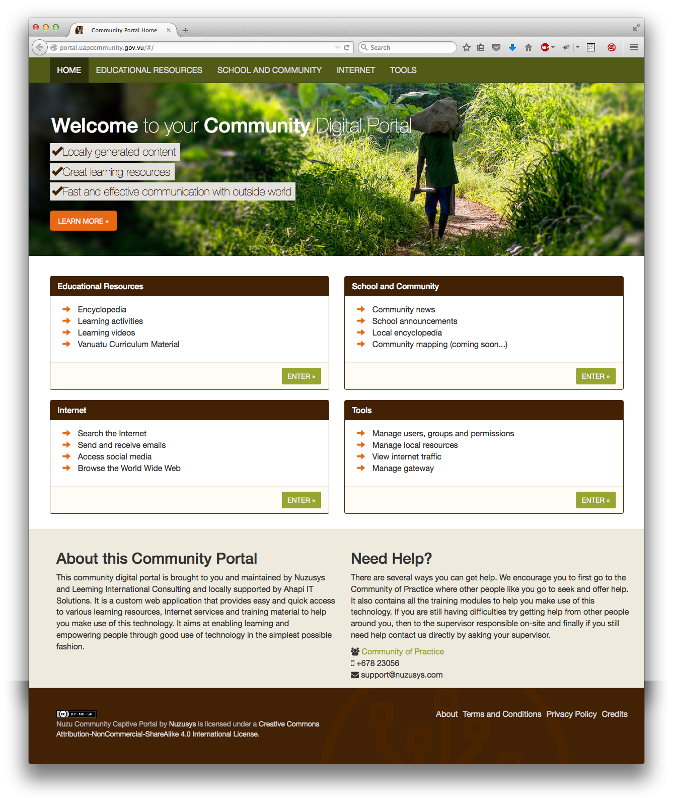 Community Portal Desktop View