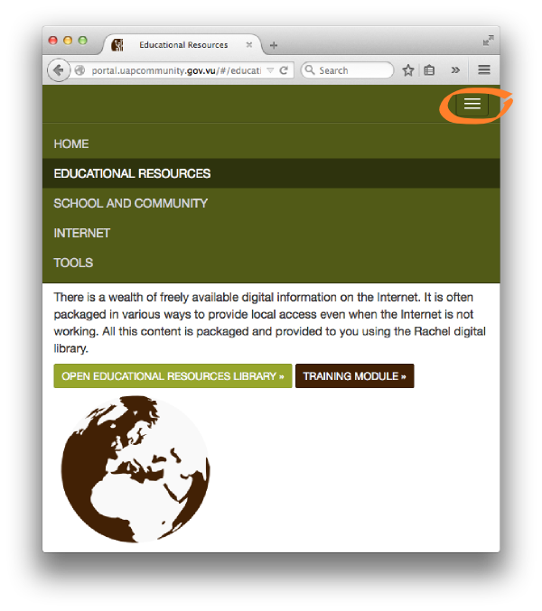 Community Portal Tablet Open Menu View