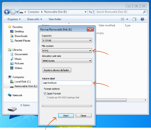 Formating external hard disk as NTFS with label 