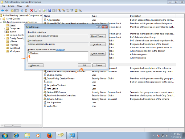Windows 7 RSAT add user to group complete