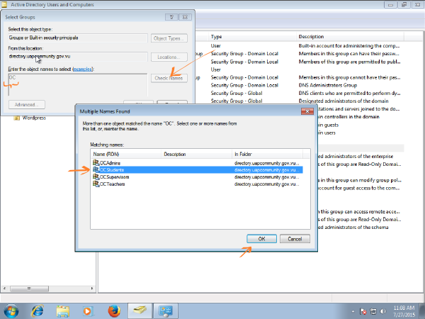 Windows 7 RSAT add user to group window
