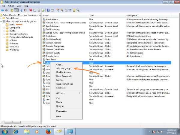 Windows 7 RSAT add user to group