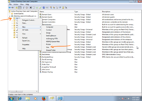 Windows 7 RSAT creating new user