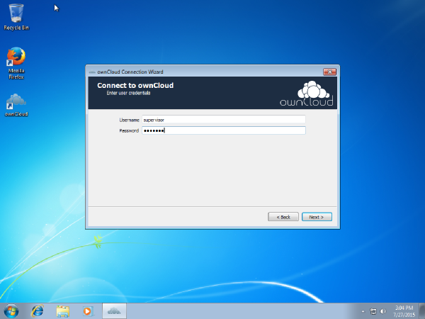 Windows 7 connecting to ownCloud as a user