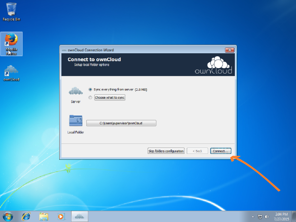 Windows 7 connecting to ownCloud complete