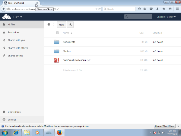 ownCloud browser login